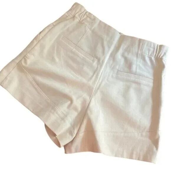 Zara High Waisted Elastic Cotton Shorts Pockets Hidden Buttons S Cream #2957 - Picture 11 of 12